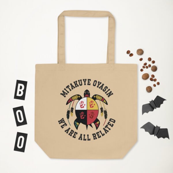 Mitakuye Oyasin Native American Turtle Spirit Medicine Wheel  Eco Tote Bag - Image 2