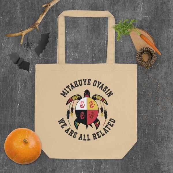 Mitakuye Oyasin Native American Turtle Spirit Medicine Wheel  Eco Tote Bag