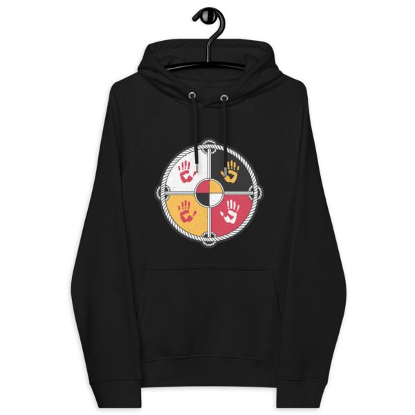 Medicine Wheel native american indian MMIW Unisex eco raglan hoodie - Image 2
