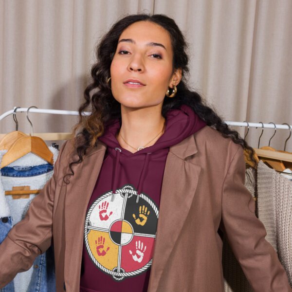 Medicine Wheel native american indian MMIW Unisex eco raglan hoodie - Image 3