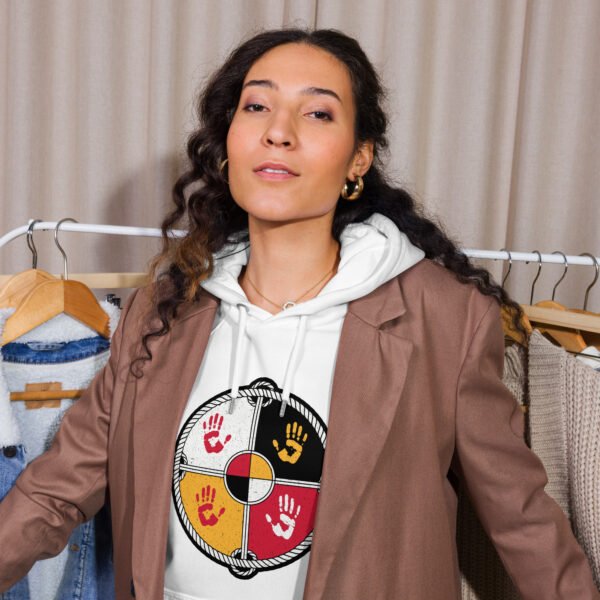 Medicine Wheel native american indian MMIW Unisex eco raglan hoodie - Image 6